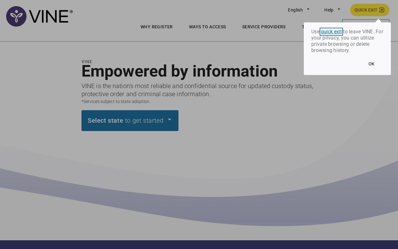 Payette County VINELink inmate search state selection